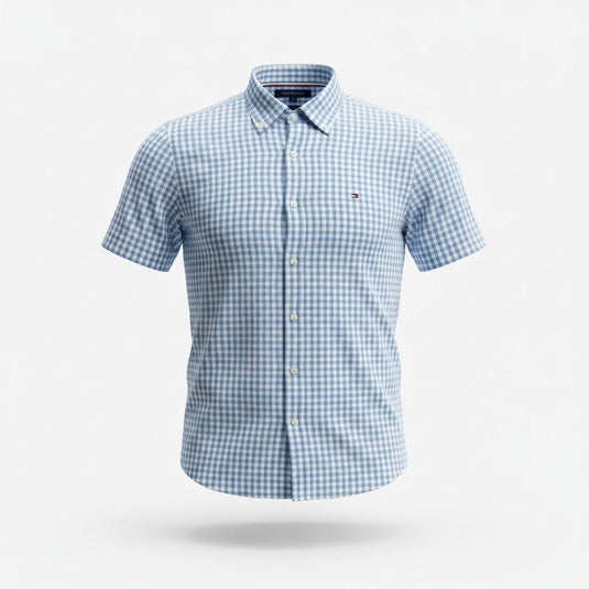 Tommy Hilfiger Mens Linen Blend Gingham Shirt