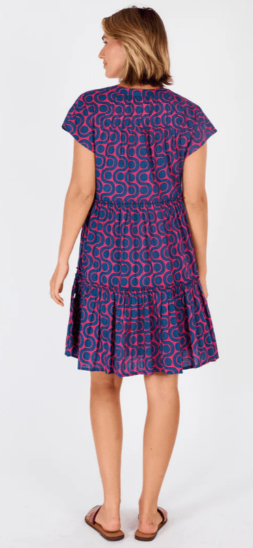 Load image into Gallery viewer, Ibisa Womens Quebec Tiered Dress - Magenta
