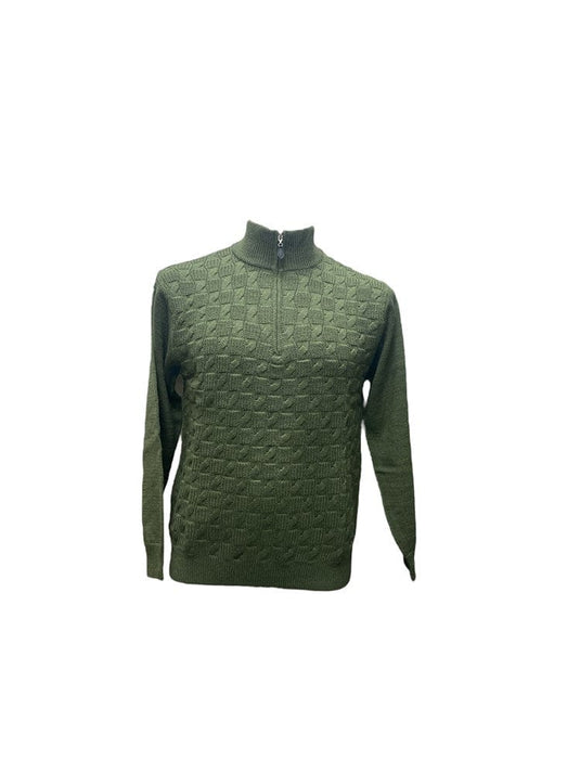 Ansett Mens Pure Wool 1/2 Zip Jumper