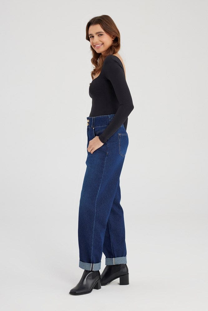 Load image into Gallery viewer, Cup of Joe Womens Jasmin Balloon Jeans - Dark Blue
