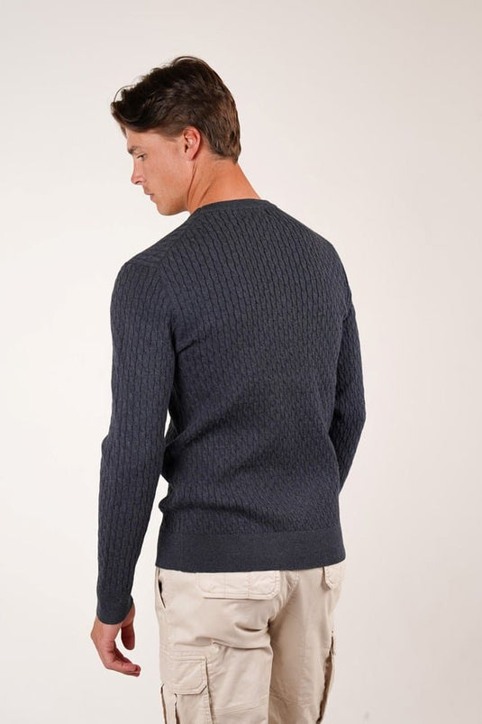 James Harper Mens Fine Cable Knit