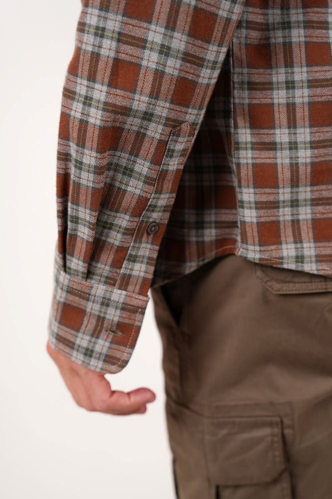 Load image into Gallery viewer, James Harper Mens Long Sleeve Check Shirt - Clay
