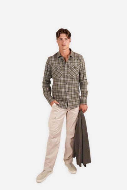 James Harper Mens Long Sleeve Check Shirt - Forest
