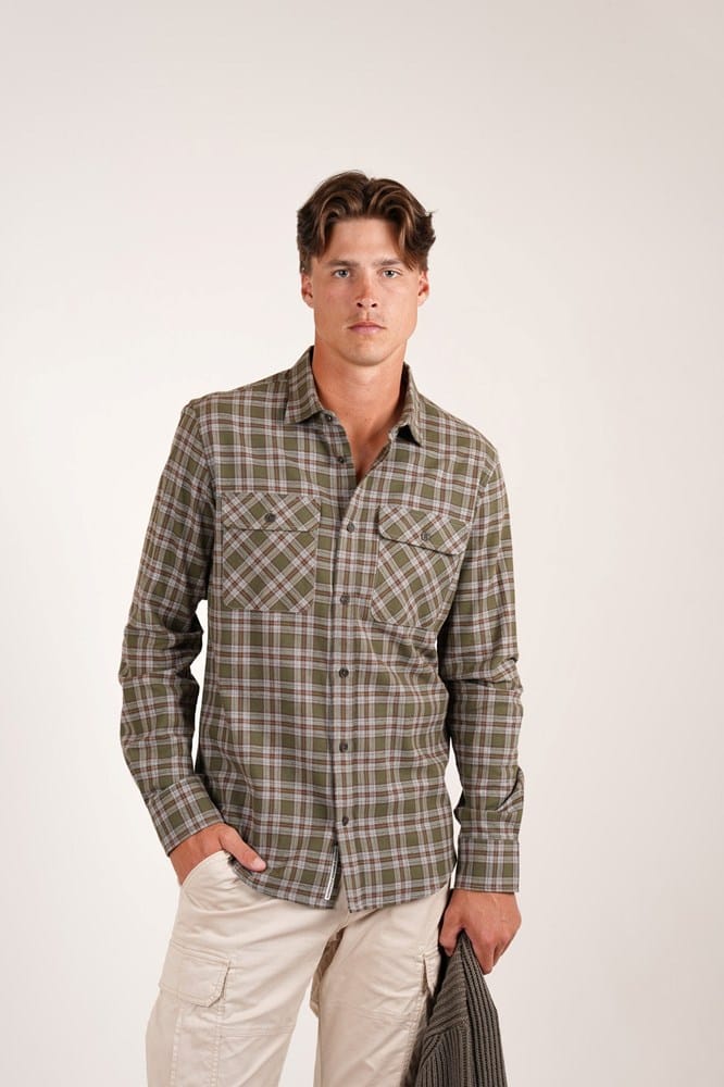 Load image into Gallery viewer, James Harper Mens Long Sleeve Check Shirt - Forest
