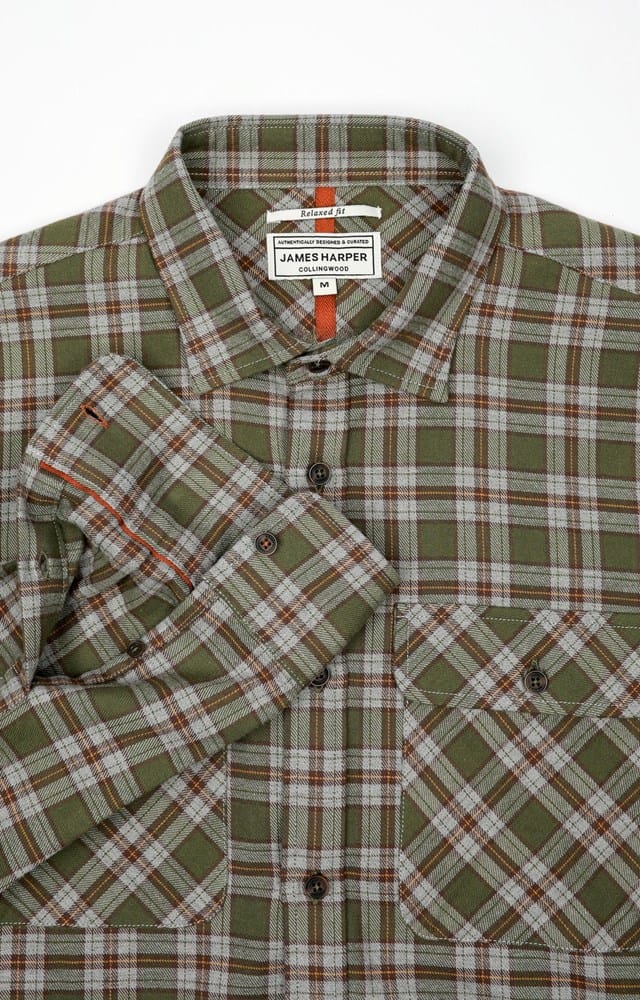 Load image into Gallery viewer, James Harper Mens Long Sleeve Check Shirt - Forest
