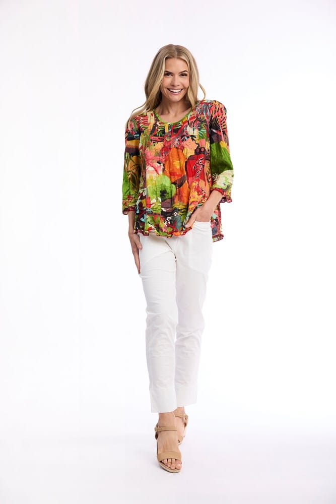 Load image into Gallery viewer, Orientique Womens Jardin Exotique Top Pleated
