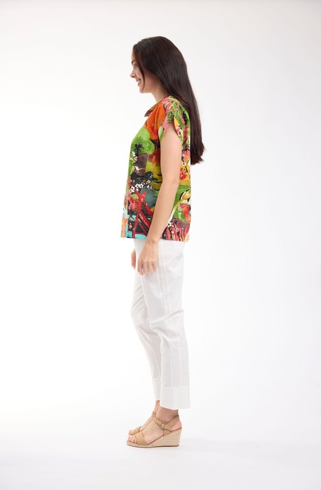Load image into Gallery viewer, Orientique Womens Jardin Exotique Top Rolled Neckline
