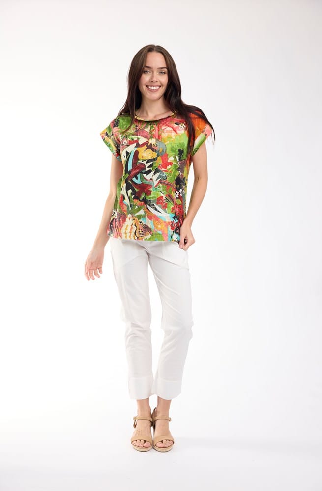 Load image into Gallery viewer, Orientique Womens Jardin Exotique Top Rolled Neckline
