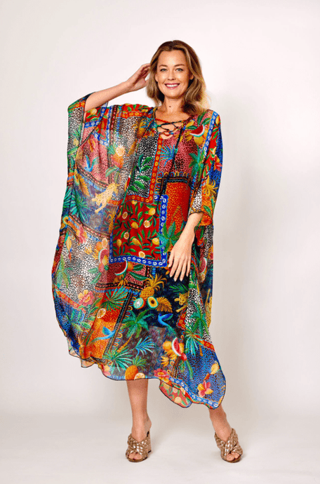 La Strada Womens Jungle Print Kaftan