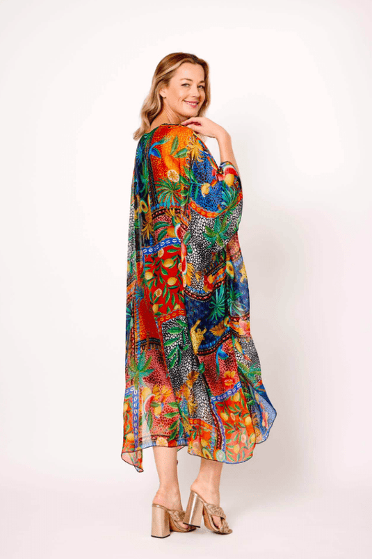 La Strada Womens Jungle Print Kaftan