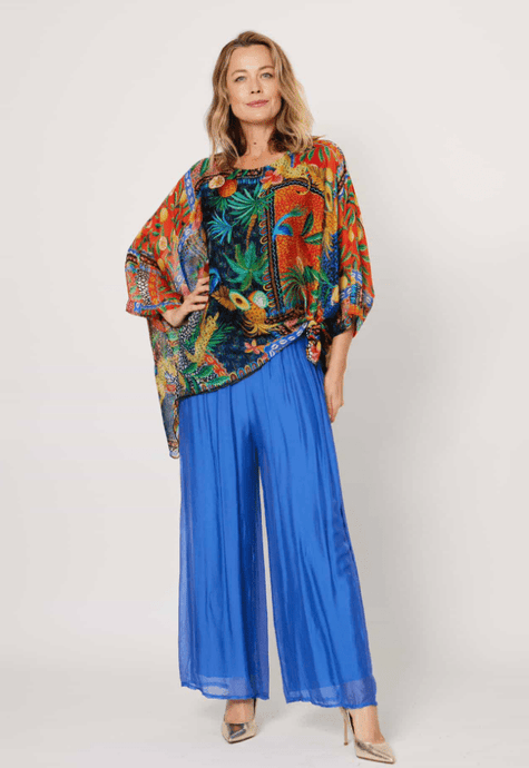 La Strada Womens Jungle Print Kaftan Top