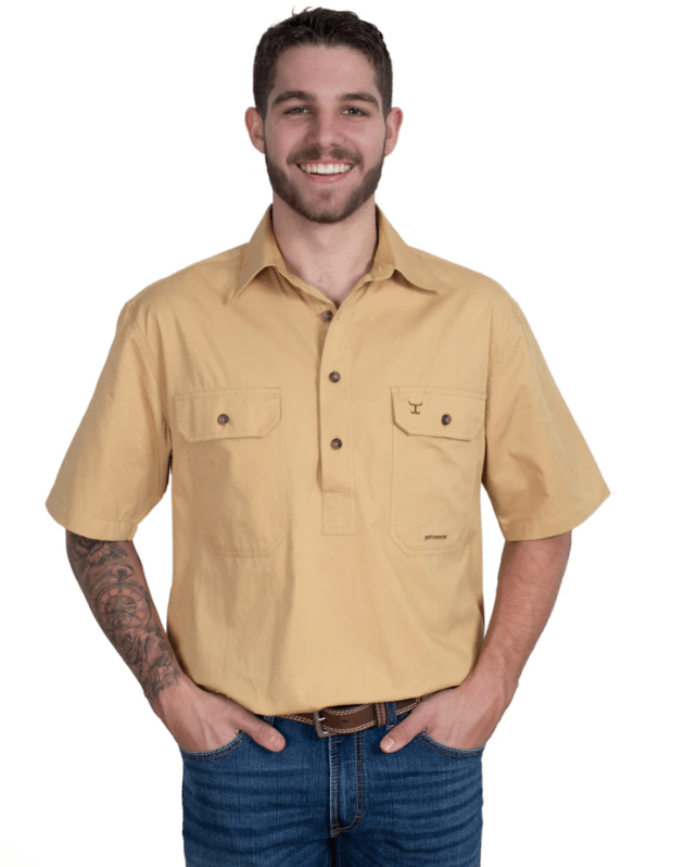 Load image into Gallery viewer, Just Country Adam Half Button Short Sleeve Shirt
