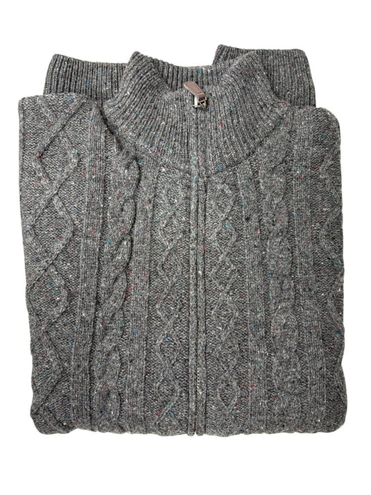 Ansett Mens Pure New Wool Full Zip Jumper