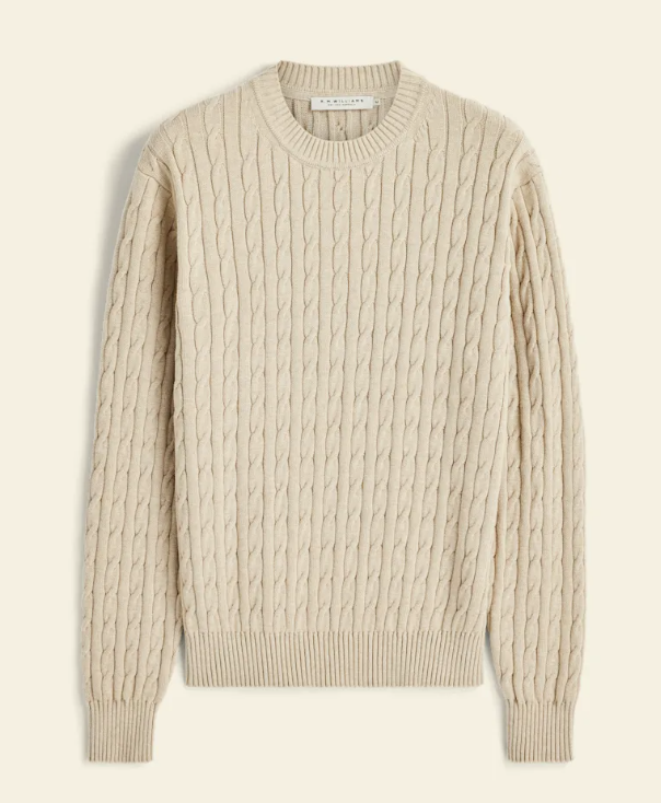 Load image into Gallery viewer, R.M. Williams Jones Cotton Cable Crew Knit - Sand
