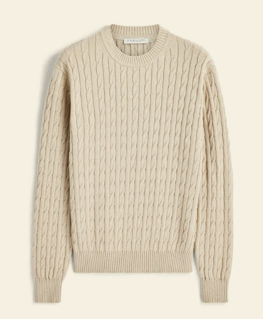 R.M. Williams Jones Cotton Cable Crew Knit - Sand