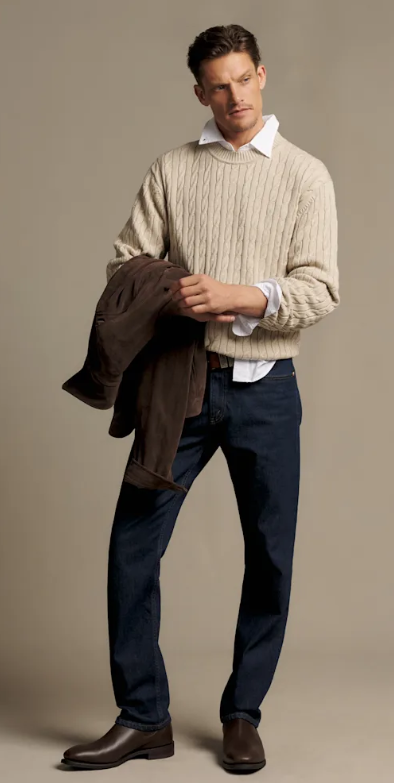 Load image into Gallery viewer, R.M. Williams Jones Cotton Cable Crew Knit - Sand
