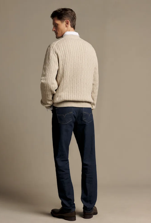 Load image into Gallery viewer, R.M. Williams Jones Cotton Cable Crew Knit - Sand
