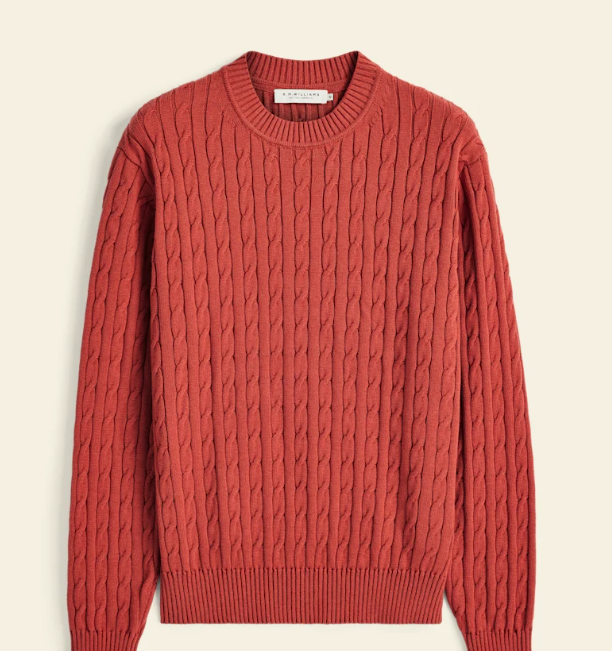 Load image into Gallery viewer, R.M. Williams Mens Jones Cotton Cable Crew Knit
