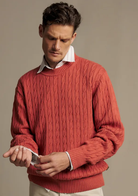 Load image into Gallery viewer, R.M. Williams Mens Jones Cotton Cable Crew Knit

