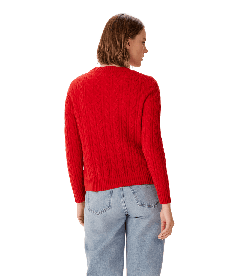Load image into Gallery viewer, R. M. Willliams Womens Seaforth Long Sleeve Cable Knit - Cherry Red
