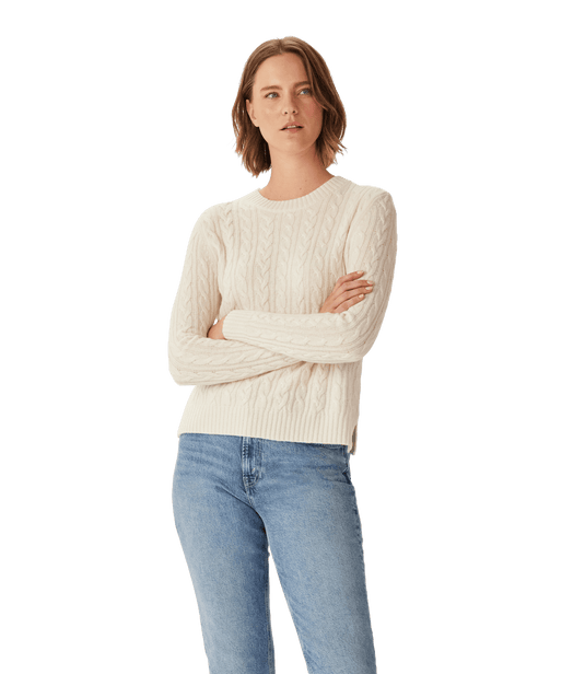 R. M. Willliams Womens Seaforth Long Sleeve Cable Knit - Cream