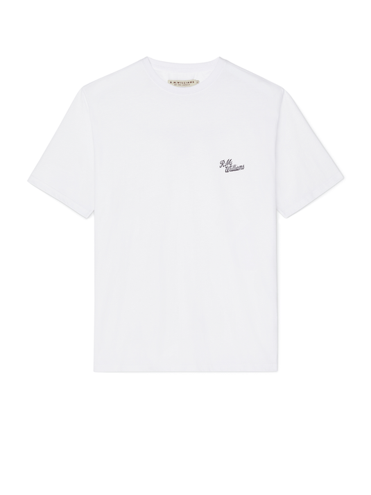 RM Williams Mens White Script Stamp T-Shirt