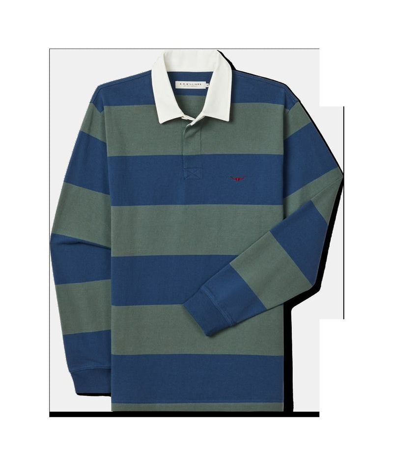 Load image into Gallery viewer, R.M. Williams Mens Jones Stripe Rugby - Ensign Blue
