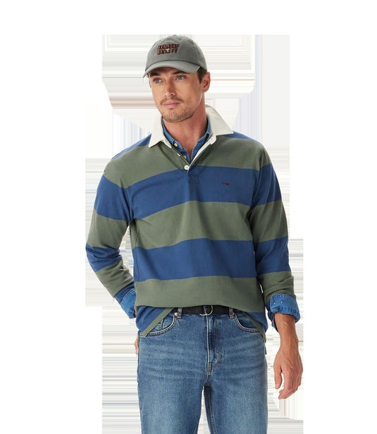R.M. Williams Mens Jones Stripe Rugby - Ensign Blue