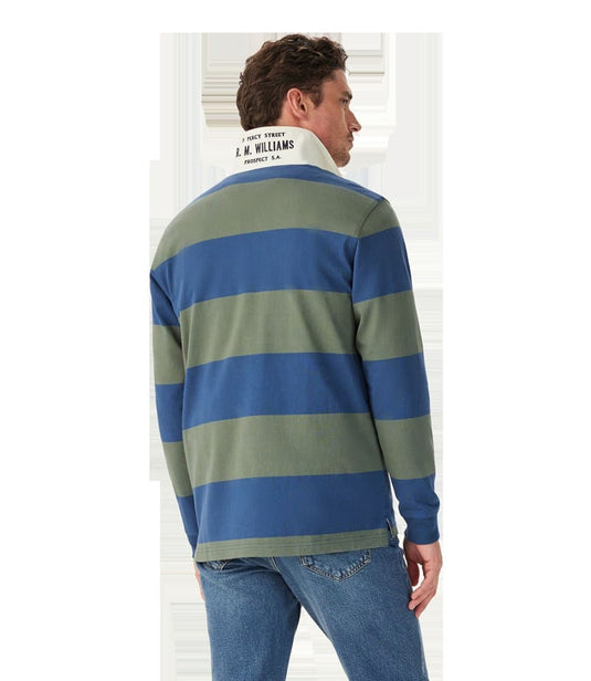 R.M. Williams Mens Jones Stripe Rugby - Ensign Blue