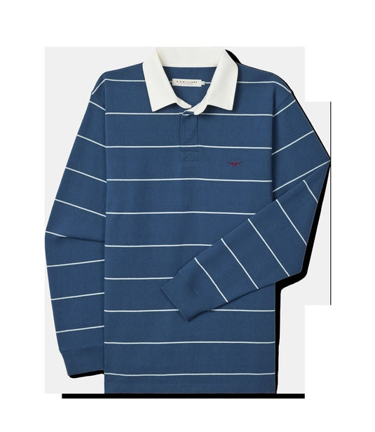 R.M. Williams Mens Albany Stripe Rugby - Vintage Blue