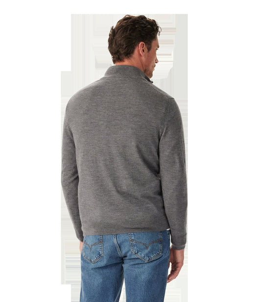 R.M. Williams Mens Ernest Merino 1/4 Zip Knit - Grey Marle