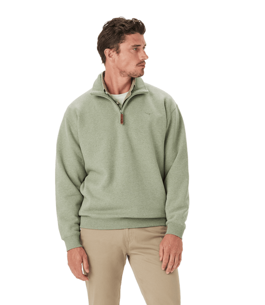 R.M. Williams Mens Mulyungarie Quarter Zip Sweatshirt - Green Marle