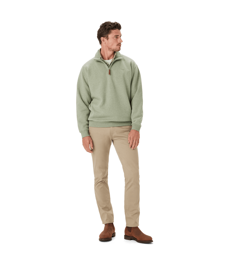 Load image into Gallery viewer, R.M. Williams Mens Mulyungarie Quarter Zip Sweatshirt - Green Marle

