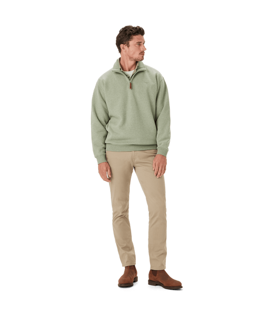 R.M. Williams Mens Mulyungarie Quarter Zip Sweatshirt - Green Marle