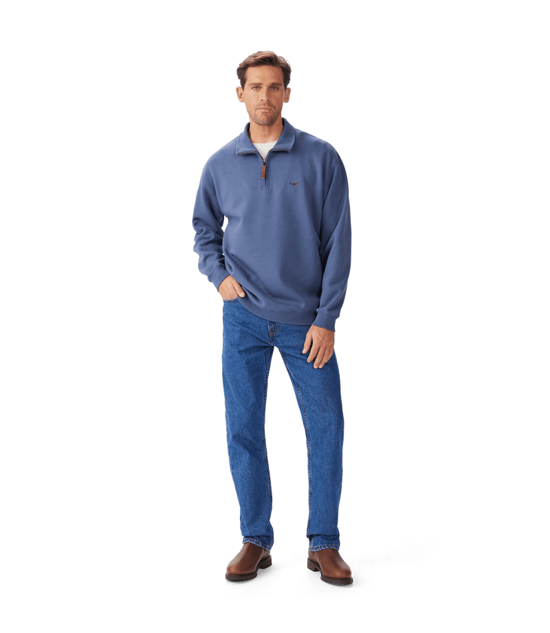 Load image into Gallery viewer, R.M. Williams Mulyungarie 1/4 Zip Sweatshirt - Blue
