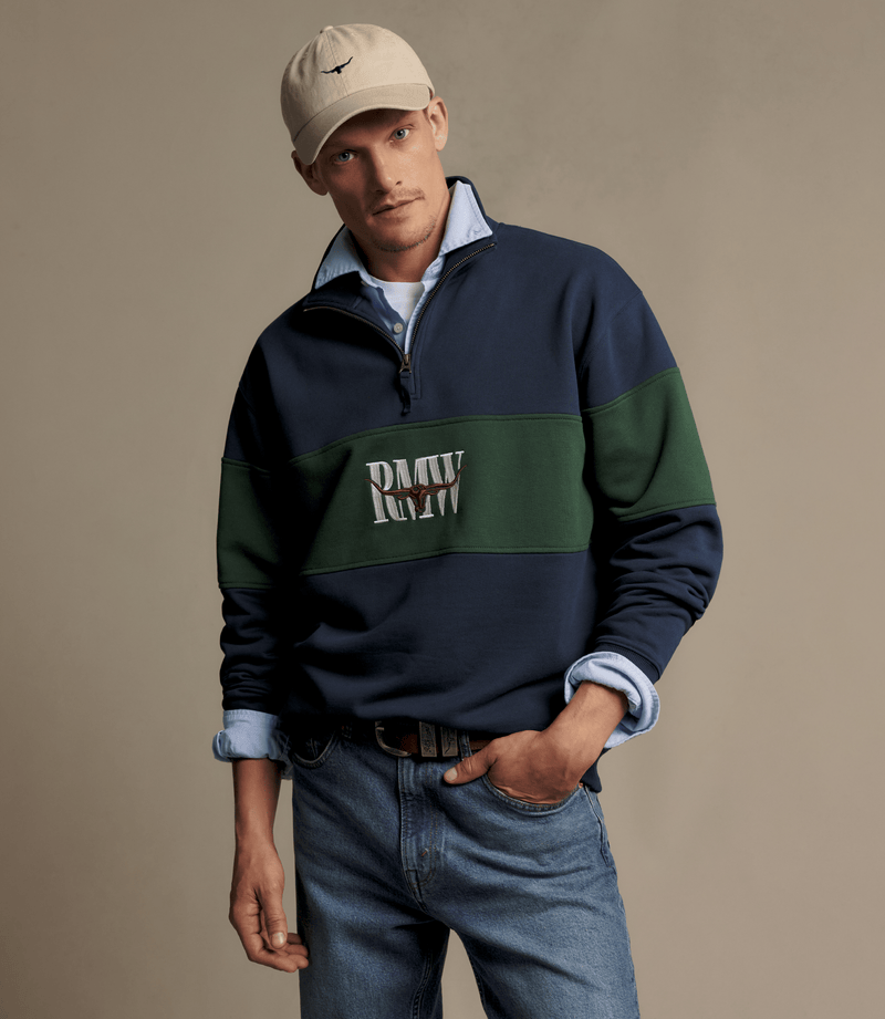 Load image into Gallery viewer, R.M. Williams Mens Heritage Panel Quarter-Zip
