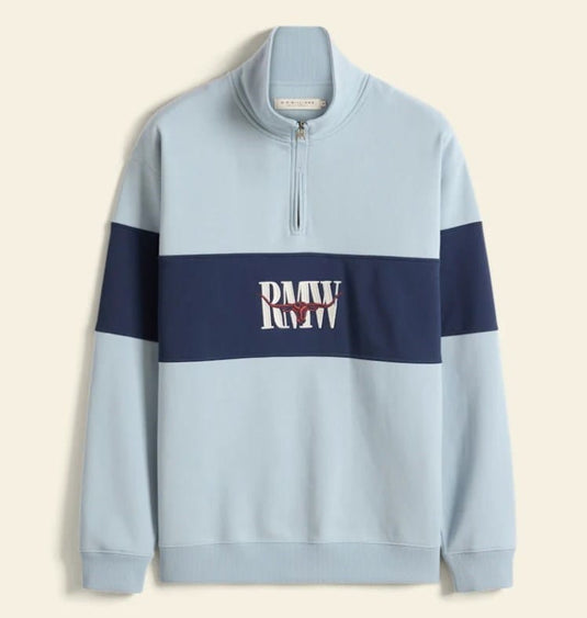 R.M. Williams Mens Heritage Panel Quarter Zip - Sky Blue