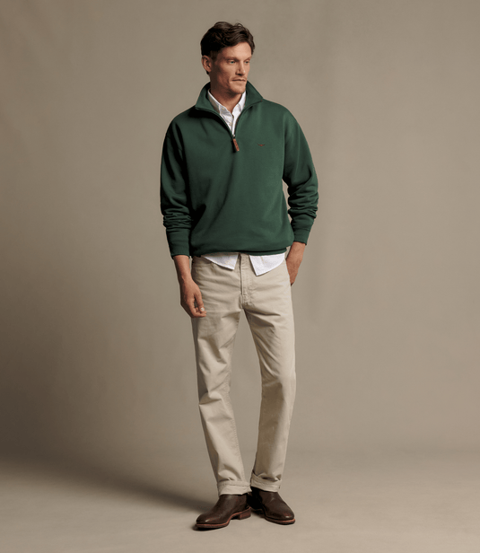 R.M. Williams Mens Mulyungarie Quarter-Zip Sweatshirt - Pine