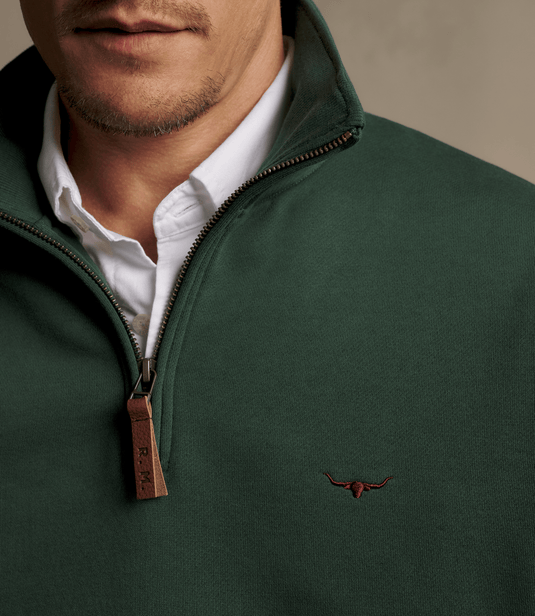 R.M. Williams Mens Mulyungarie Quarter-Zip Sweatshirt - Pine
