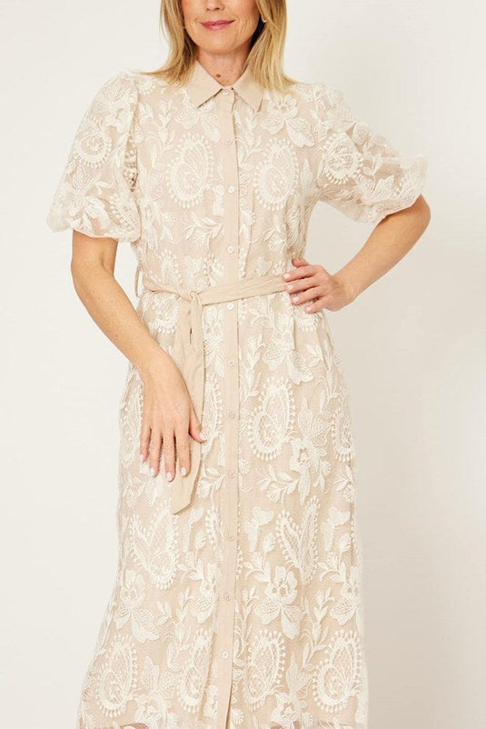 L'amore Womens Embroidered Lace Shirt Dress