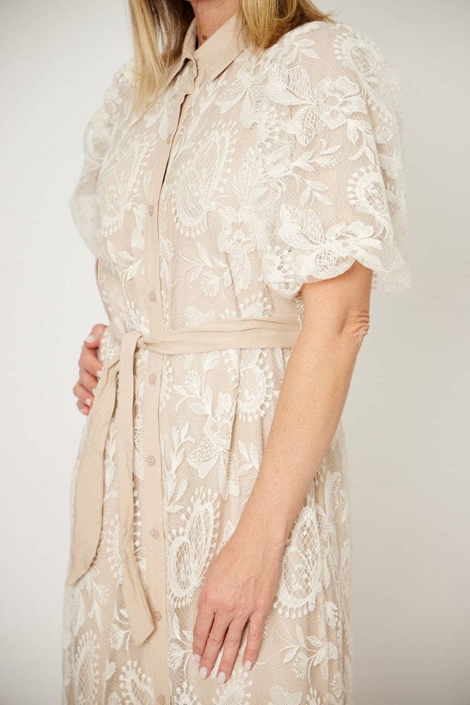 Load image into Gallery viewer, L&#39;amore Womens Embroidered Lace Shirt Dress
