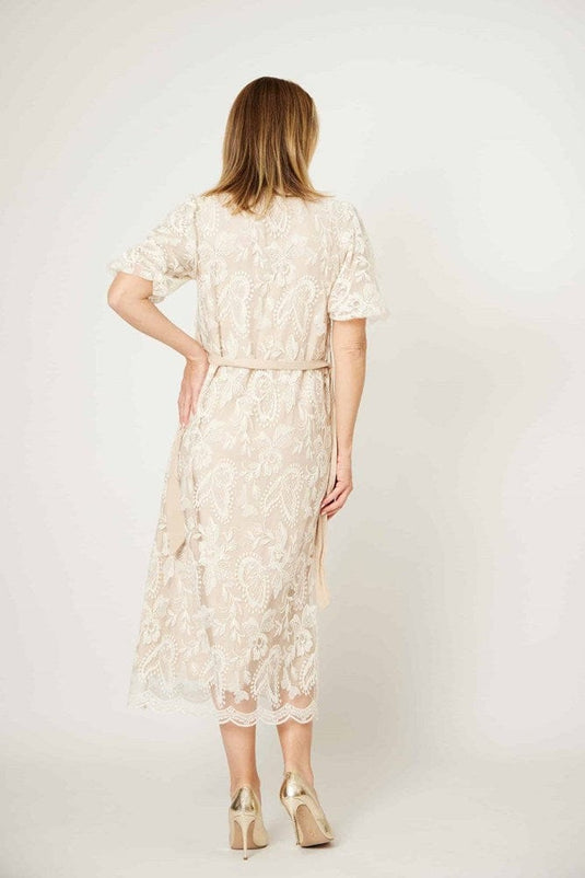 L'amore Womens Embroidered Lace Shirt Dress