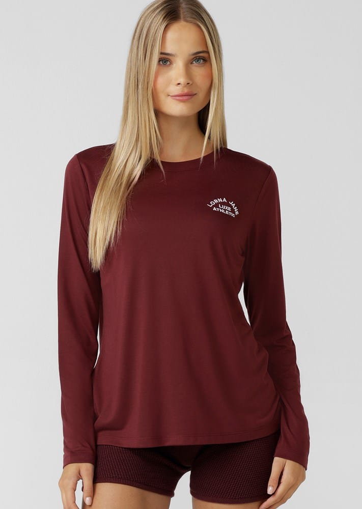 Load image into Gallery viewer, Lorna Jane Lotus Long Sleeve Top - Dark Ruby
