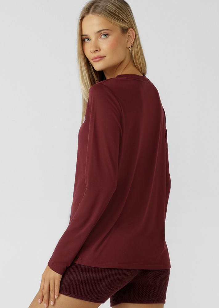 Load image into Gallery viewer, Lorna Jane Lotus Long Sleeve Top - Dark Ruby

