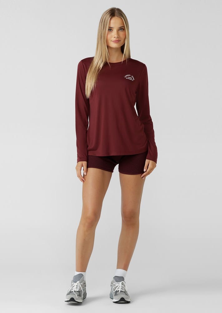 Load image into Gallery viewer, Lorna Jane Lotus Long Sleeve Top - Dark Ruby
