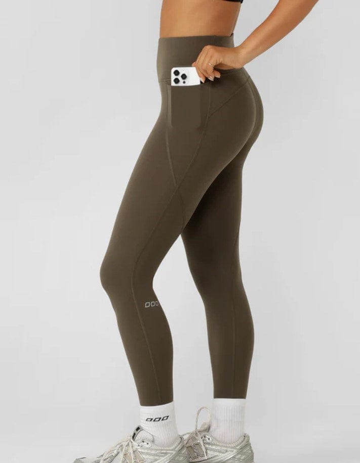 Load image into Gallery viewer, Lorna Jane Womens Amy No Chafe Phone Pocket Full Length Leggings - Dark Khaki Haze
