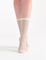 Levante Lina Fine Stripe Crew Sock - Fawn