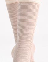 Levante Lina Fine Stripe Crew Sock - Fawn