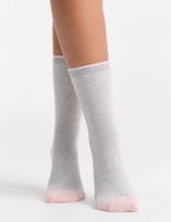 Levante Lina Fine Stripe Crew Sock - Grey Marle