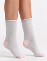 Levante Lina Fine Stripe Crew Sock - Grey Marle